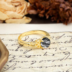Nature-Inspired, Uniquely Intertwined 4-Prong Round Cut Black Rutilated Quartz Engagement Ring - Additional view