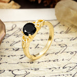 Nature-Inspired, Uniquely Intertwined 4-Prong Round Cut Black Onyx Engagement Ring - Additional view