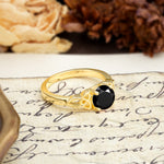 Nature-Inspired, Uniquely Intertwined 4-Prong Round Cut Black Onyx Engagement Ring - Additional view