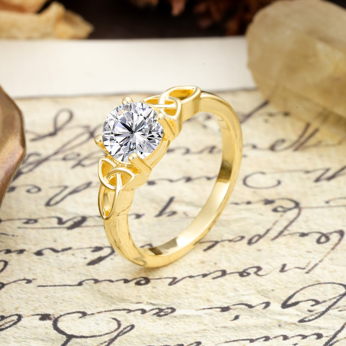 Nature-Inspired, Uniquely Intertwined 4-Prong Round Cut Lab Diamond Engagement Ring - Additional view