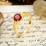 Nature-Inspired, Uniquely Intertwined 4-Prong Round Cut Garnet Engagement Ring - Additional view