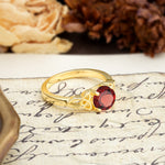 Nature-Inspired, Uniquely Intertwined 4-Prong Round Cut Garnet Engagement Ring - Additional view