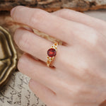 Nature-Inspired, Uniquely Intertwined 4-Prong Round Cut Garnet Engagement Ring - Additional view