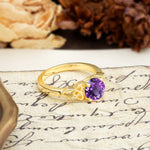 Nature-Inspired, Uniquely Intertwined 4-Prong Round Cut Amethyst Engagement Ring - Additional view