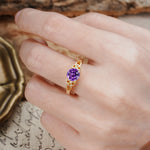 Nature-Inspired, Uniquely Intertwined 4-Prong Round Cut Amethyst Engagement Ring - Additional view