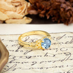Nature-Inspired, Uniquely Intertwined 4-Prong Round Cut Aquamarine Engagement Ring - Additional view