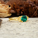 Nature-Inspired, Uniquely Intertwined 4-Prong Round Cut Emerald Engagement Ring - Additional view