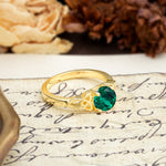 Nature-Inspired, Uniquely Intertwined 4-Prong Round Cut Emerald Engagement Ring - Additional view