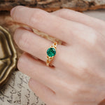 Nature-Inspired, Uniquely Intertwined 4-Prong Round Cut Emerald Engagement Ring - Additional view