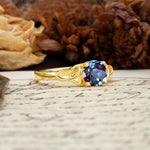 Nature-Inspired, Uniquely Intertwined 4-Prong Round Cut Alexandrite Engagement Ring - Additional view