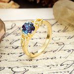 Nature-Inspired, Uniquely Intertwined 4-Prong Round Cut Alexandrite Engagement Ring - Additional view