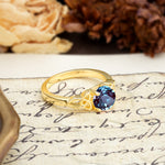 Nature-Inspired, Uniquely Intertwined 4-Prong Round Cut Alexandrite Engagement Ring - Additional view