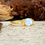 Nature-Inspired, Uniquely Intertwined 4-Prong Round Cut Moonstone Engagement Ring - Additional view