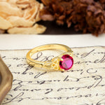 Nature-Inspired, Uniquely Intertwined 4-Prong Round Cut Ruby Engagement Ring - Additional view