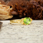 Nature-Inspired, Uniquely Intertwined 4-Prong Round Cut Peridot Engagement Ring - Additional view