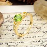 Nature-Inspired, Uniquely Intertwined 4-Prong Round Cut Peridot Engagement Ring - Additional view