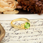Nature-Inspired, Uniquely Intertwined 4-Prong Round Cut Peridot Engagement Ring - Additional view