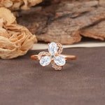 Unique Windmill-Flower Shape, 2-Prong Oval Cut Lab Diamond Wedding Ring - Additional view