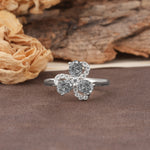 Unique Windmill-Flower Shape, 2-Prong Oval Cut Black Rutilated Quartz Wedding Ring - Additional view