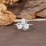 Unique Windmill-Flower Shape, 2-Prong Oval Cut Lab Diamond Wedding Ring - Additional view