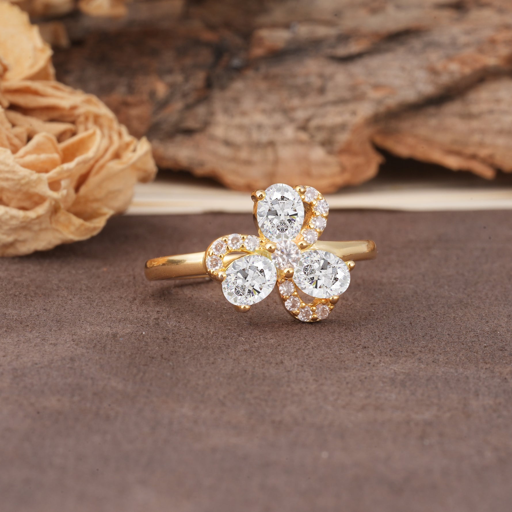 Unique Windmill-Flower Shape, 2-Prong Oval Cut Moissanite Wedding Ring - Additional view