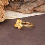 Unique Windmill-Flower Shape, 2-Prong Oval Cut Citrine Wedding Ring - Additional view
