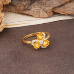 Unique Windmill-Flower Shape, 2-Prong Oval Cut Citrine Wedding Ring - Additional view