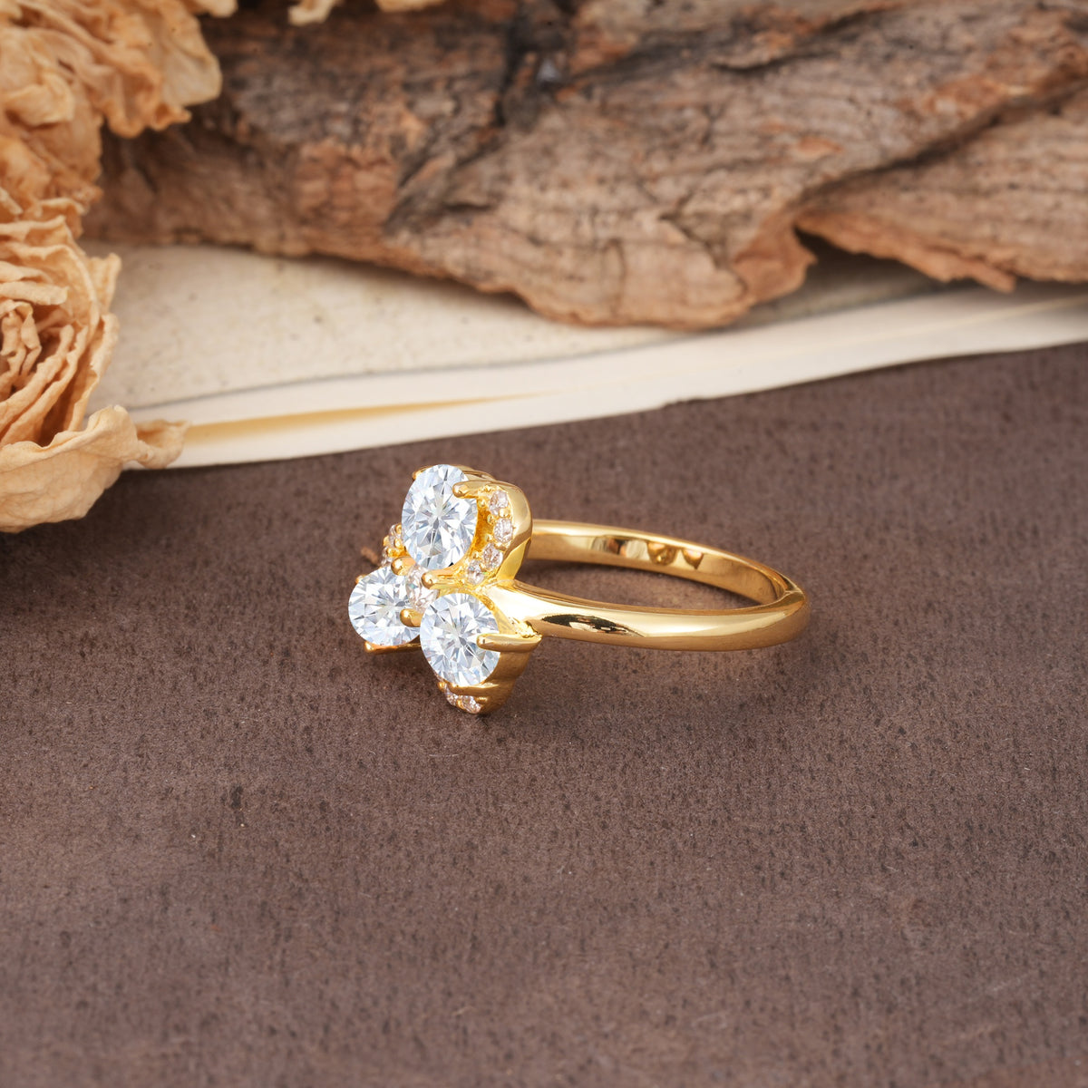 Unique Windmill-Flower Shape, 2-Prong Oval Cut Lab Diamond Wedding Ring - Additional view