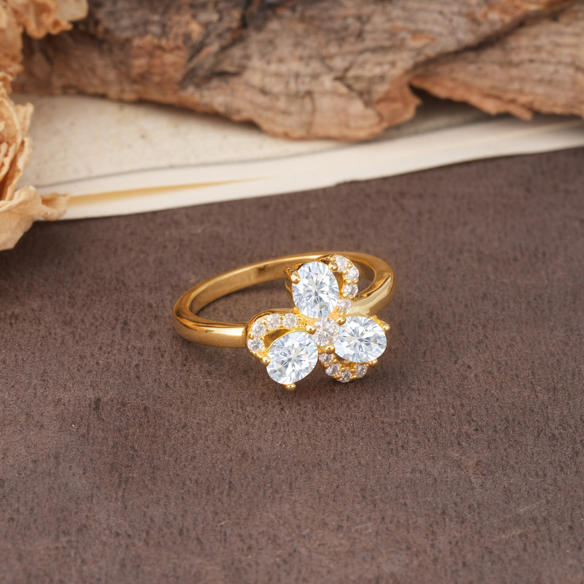 Unique Windmill-Flower Shape, 2-Prong Oval Cut Lab Diamond Wedding Ring - Additional view