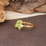 Unique Windmill-Flower Shape, 2-Prong Oval Cut Peridot Wedding Ring - Additional view