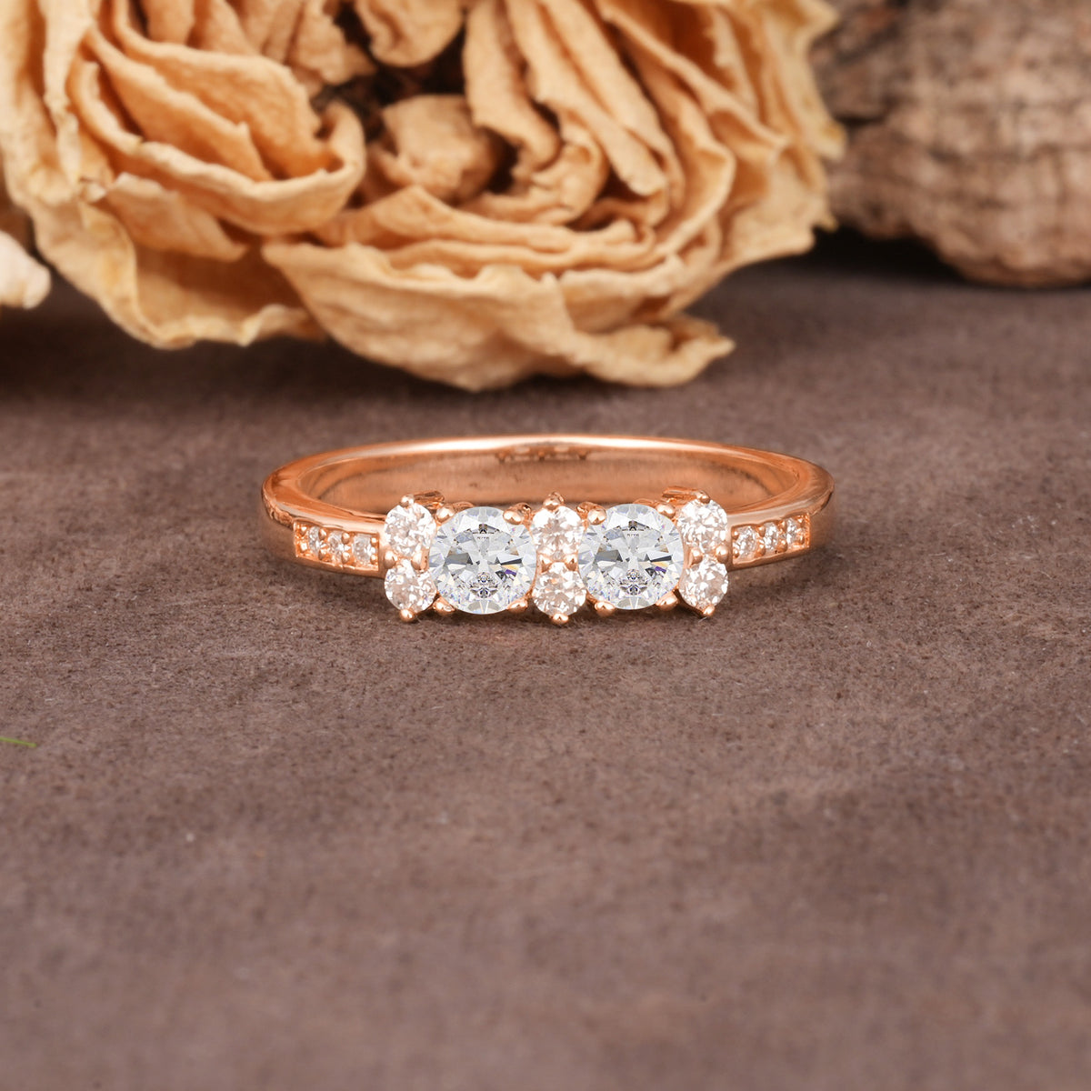 Unique and Luxurious 4-Prong Round Cut Moissanite Wedding Ring - Additional view