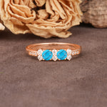 Unique and Luxurious 4-Prong Round Cut Turquoise Wedding Ring - Additional view
