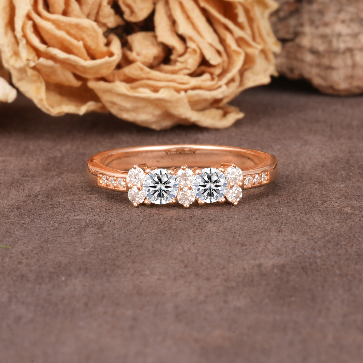 Unique and Luxurious 4-Prong Round Cut Lab Diamond Wedding Ring - Additional view
