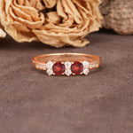 Unique and Luxurious 4-Prong Round Cut Garnet Wedding Ring - Additional view