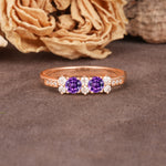 Unique and Luxurious 4-Prong Round Cut Amethyst Wedding Ring - Additional view