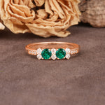 Unique and Luxurious 4-Prong Round Cut Emerald Wedding Ring - Additional view