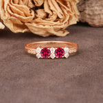 Unique and Luxurious 4-Prong Round Cut Ruby Wedding Ring - Additional view
