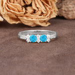 Unique and Luxurious 4-Prong Round Cut Turquoise Wedding Ring - Additional view