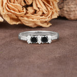 Unique and Luxurious 4-Prong Round Cut Black Onyx Wedding Ring - Additional view