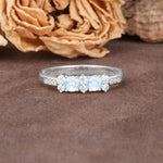 Unique and Luxurious 4-Prong Round Cut Moonstone Wedding Ring - Additional view