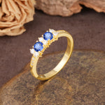 Unique and Luxurious 4-Prong Round Cut Sapphire Wedding Ring - Additional view
