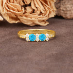 Unique and Luxurious 4-Prong Round Cut Turquoise Wedding Ring - Additional view