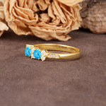 Unique and Luxurious 4-Prong Round Cut Turquoise Wedding Ring - Additional view