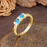 Unique and Luxurious 4-Prong Round Cut Turquoise Wedding Ring - Additional view