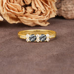 Unique and Luxurious 4-Prong Round Cut Black Rutilated Quartz Wedding Ring - Additional view
