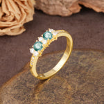 Unique and Luxurious 4-Prong Round Cut Moss Agate Wedding Ring - Additional view