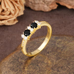 Unique and Luxurious 4-Prong Round Cut Black Onyx Wedding Ring - Additional view