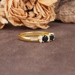 Unique and Luxurious 4-Prong Round Cut Black Onyx Wedding Ring - Additional view