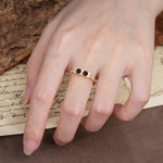 Unique and Luxurious 4-Prong Round Cut Black Onyx Wedding Ring - Additional view