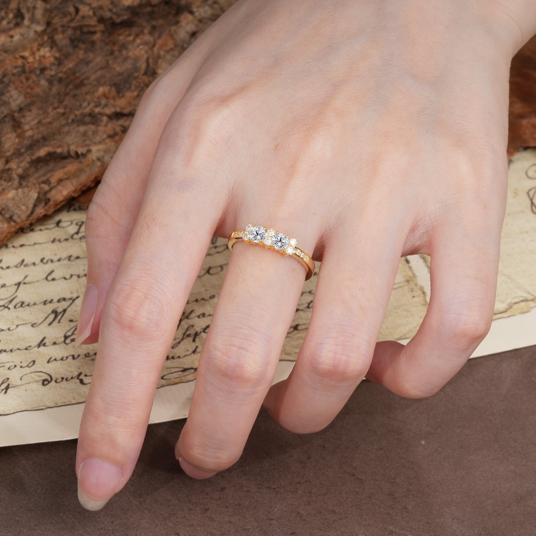 Unique and Luxurious 4-Prong Round Cut Lab Diamond Wedding Ring - Additional view